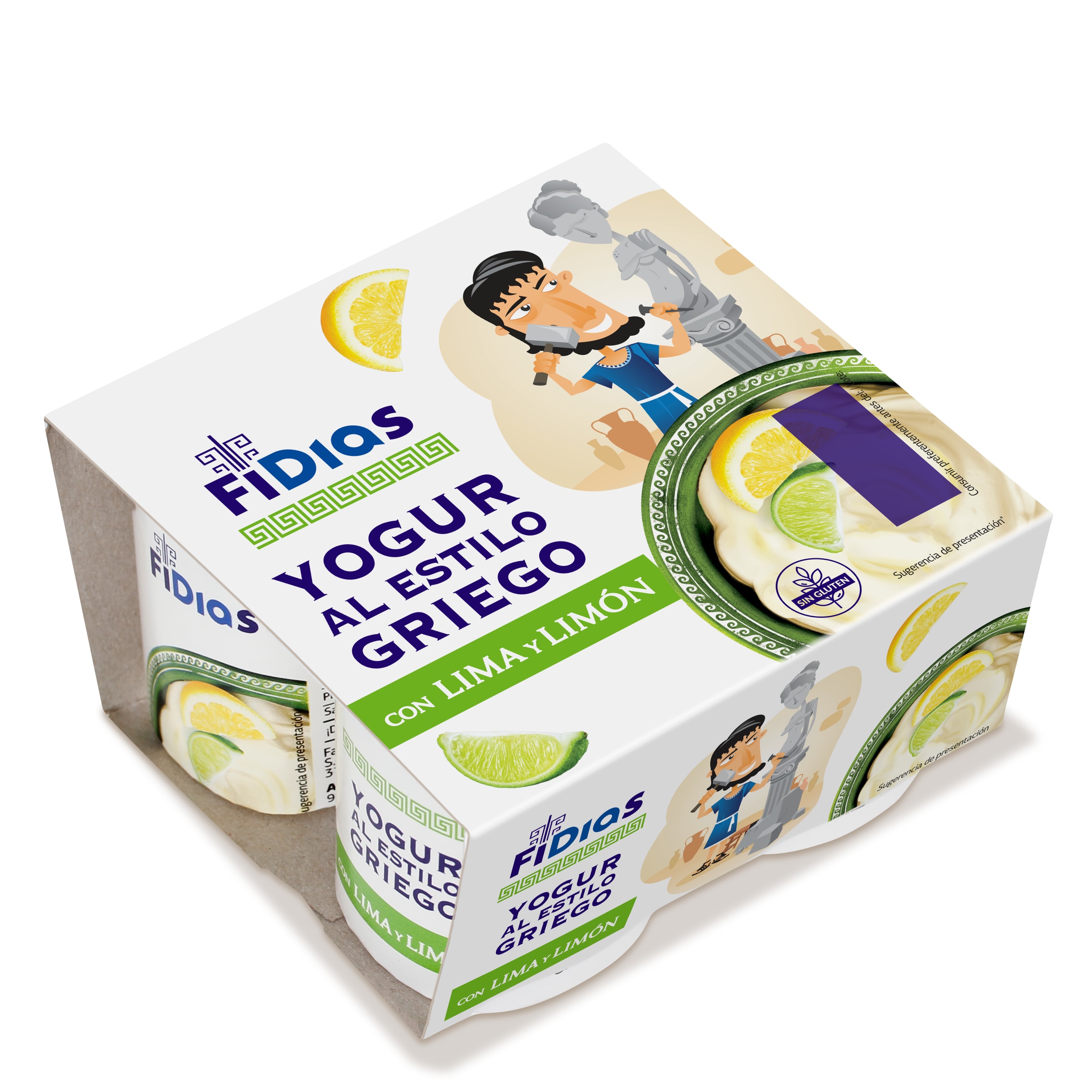DANONE OIKOS yogur griego sabor lima limón pack 4 unidades 110 gr