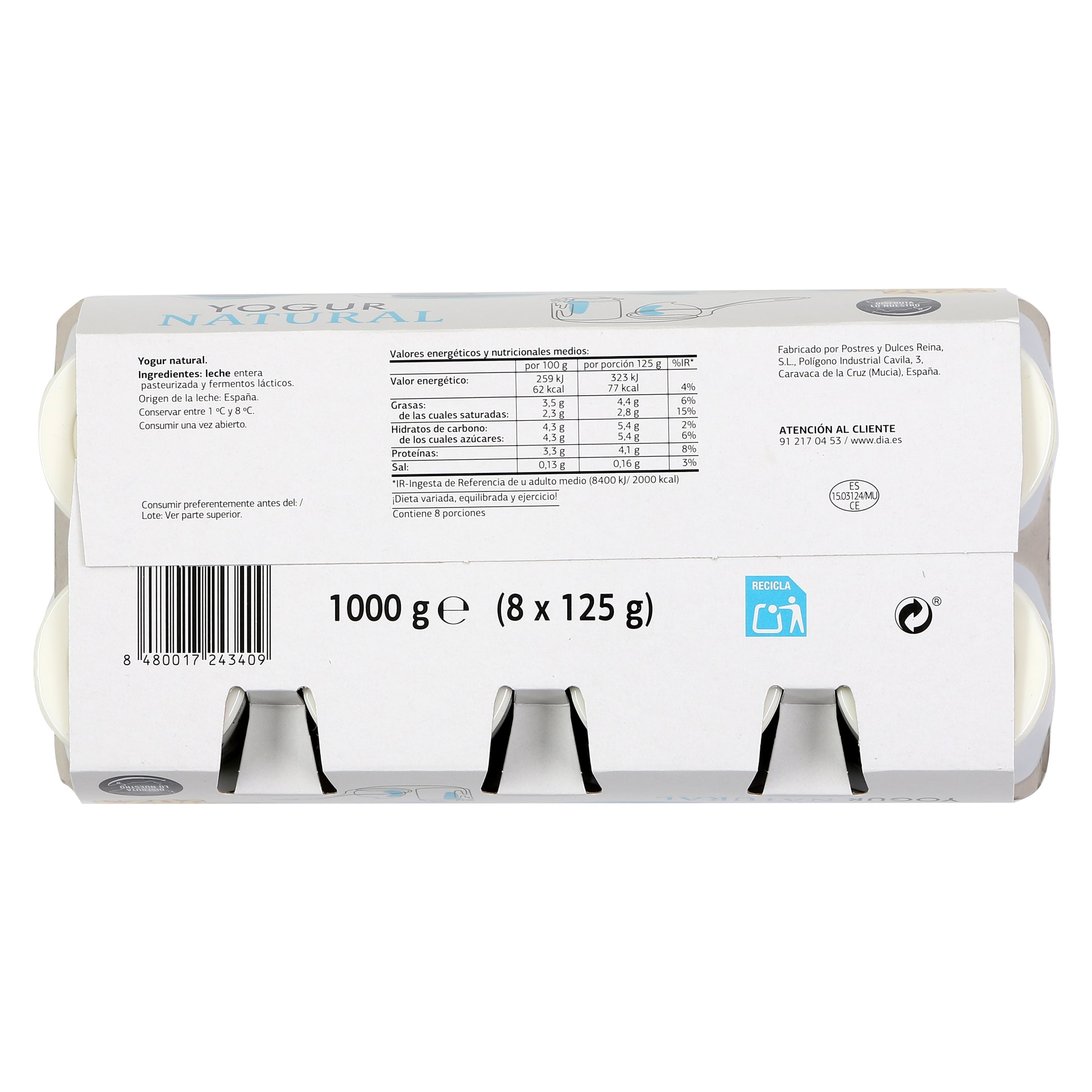 Yogur natural Dia Láctea 8 x 125 g