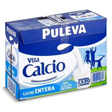 Leche entera calcio Puleva pack 6 x 1 l-0 Leche entera calcio Puleva pack 6 x 1 l-0