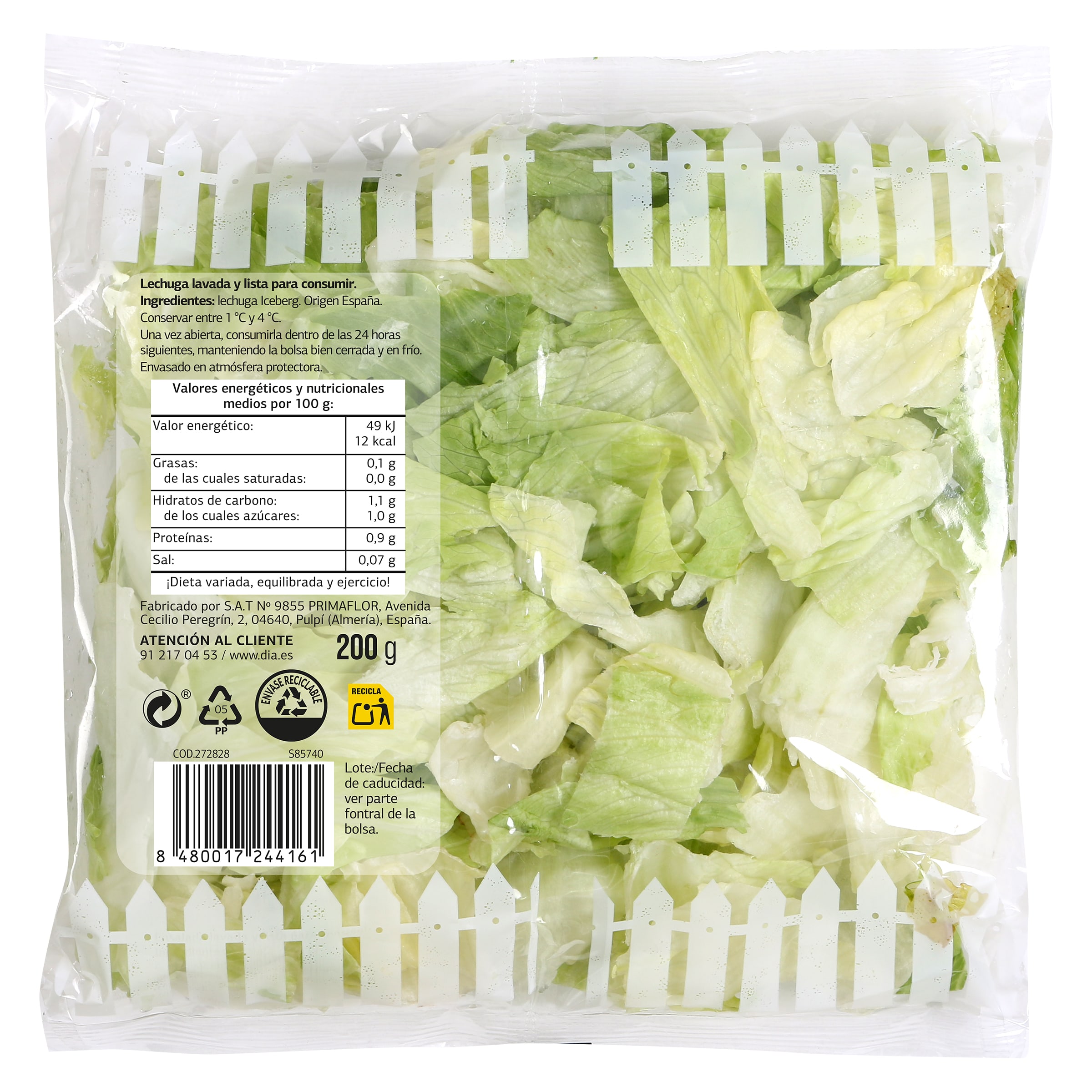 Lechuga iceberg lavada Dia Vegecampo 200 g