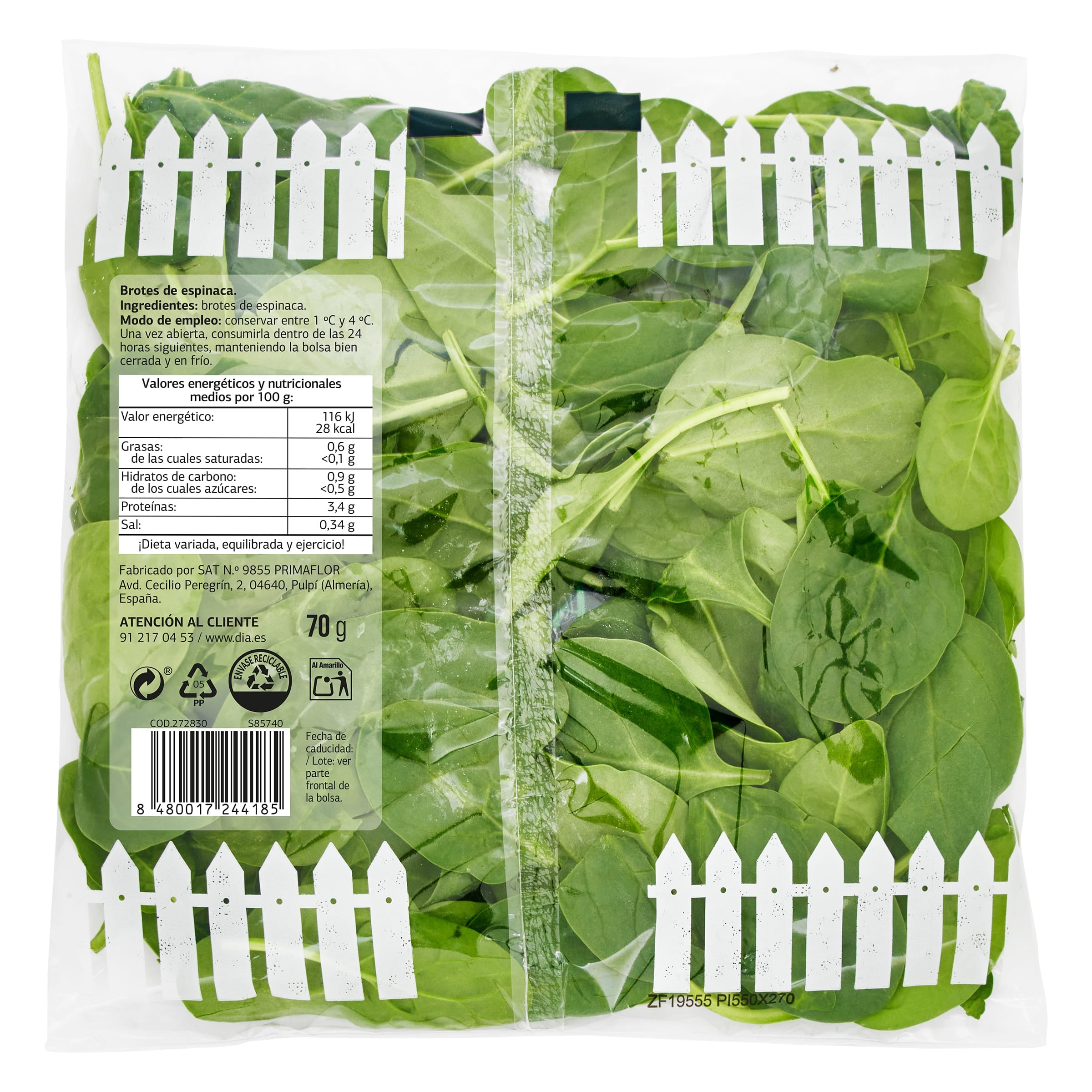 Brotes de espinaca baby Dia Vegecampo 70 g