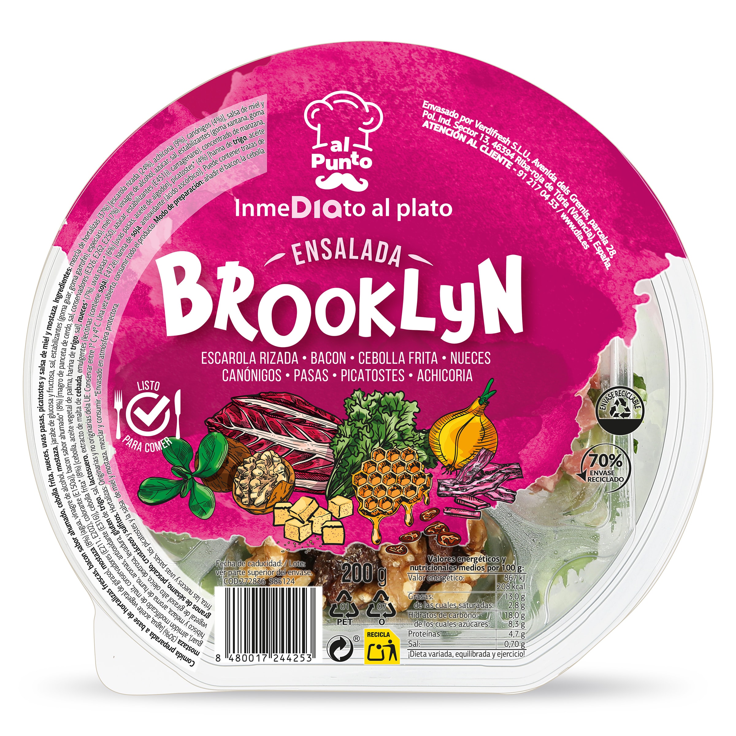 Ensalada brooklyn con bacon Dia Al Punto 200 g