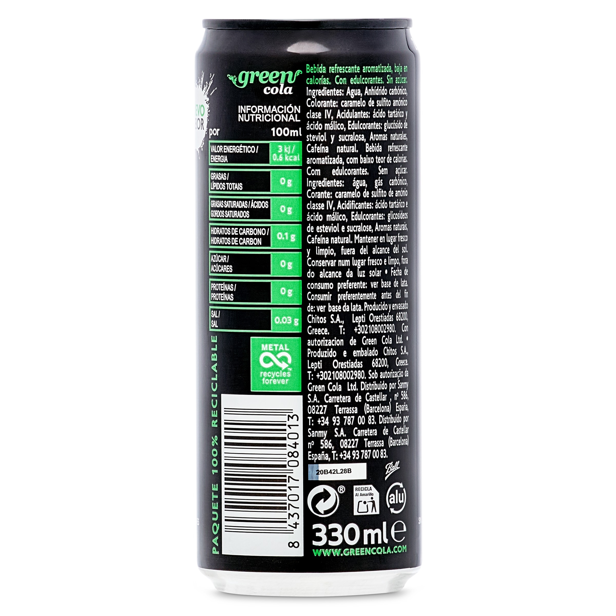 Green cola zero 330 ml