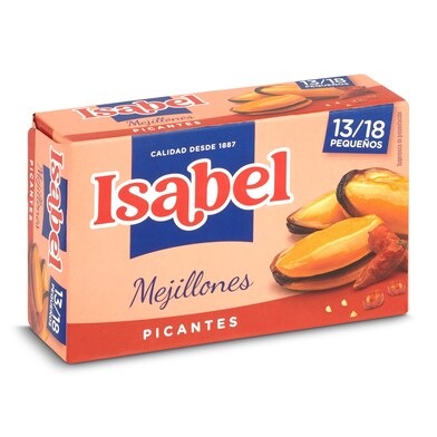 Mejillones picantes 13/18 piezas Isabel lata 69 g-0 Mejillones picantes 13/18 piezas Isabel lata 69 g-0
