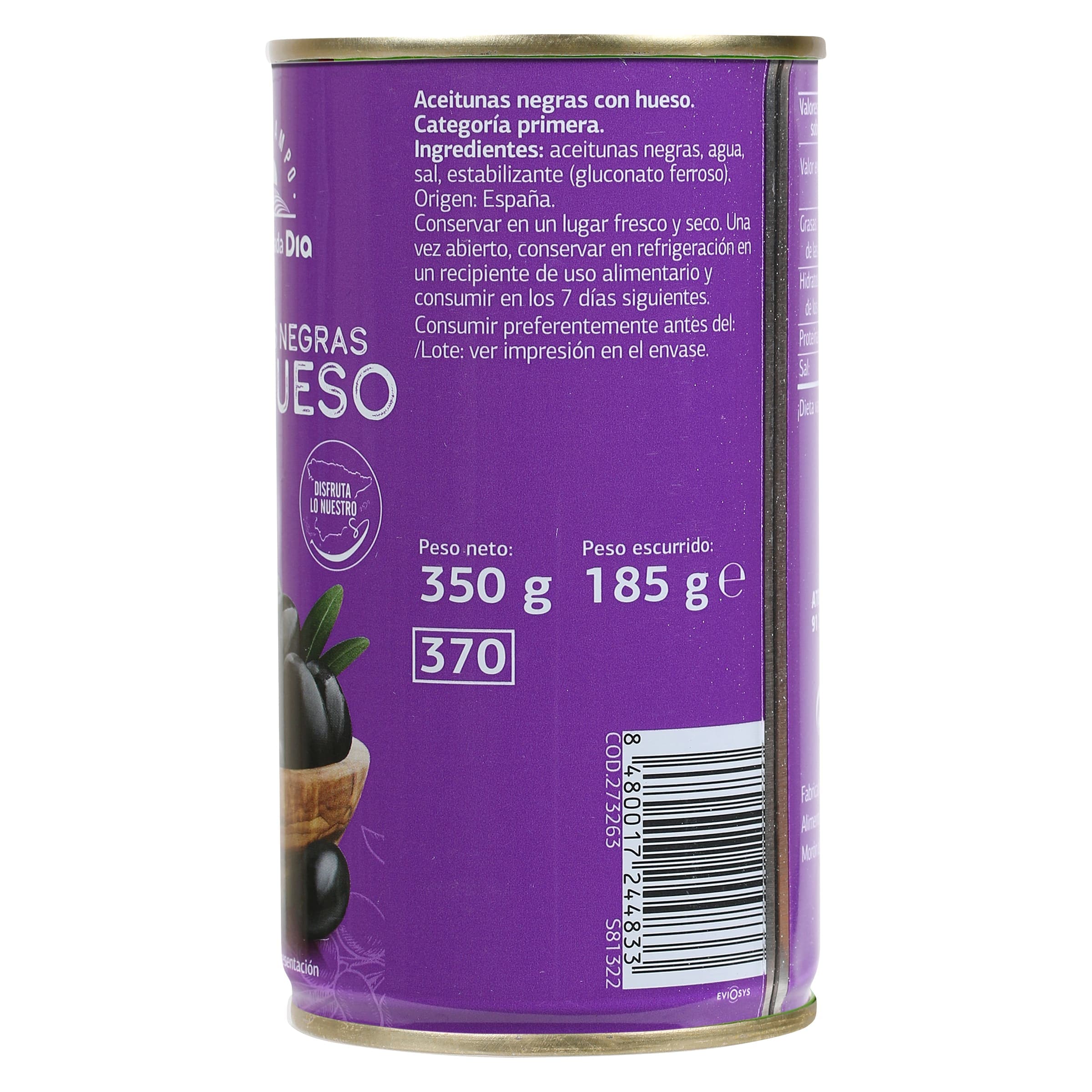 Aceitunas negras con hueso Dia Vegecampo 185 g