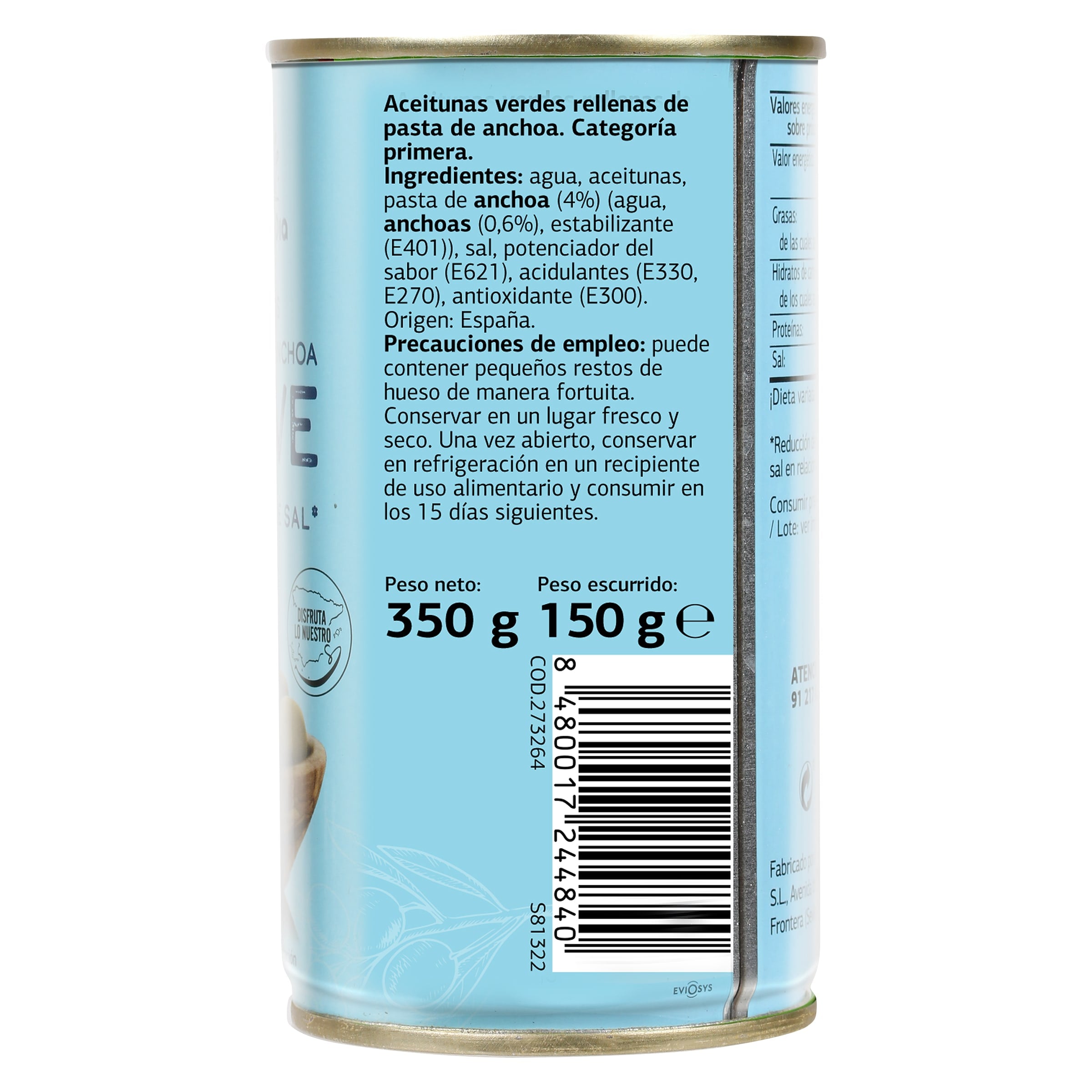 Aceitunas rellenas de anchoa suave Dia Vegecampo 150 g