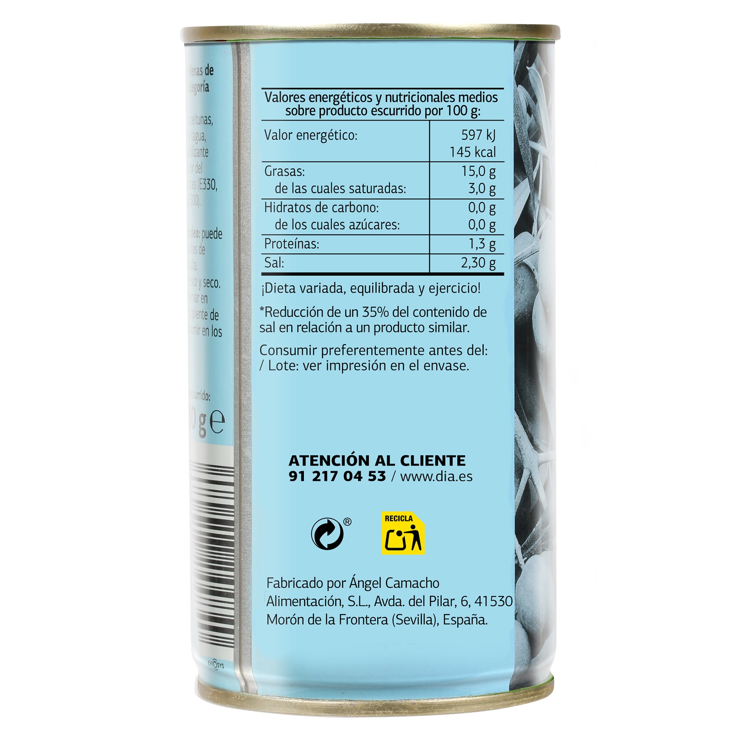 Aceitunas rellenas de anchoa suave Dia Vegecampo 150 g