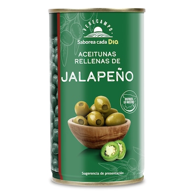 Aceitunas rellenas de jalapeño Vegecampo de Dia lata 150 g-0