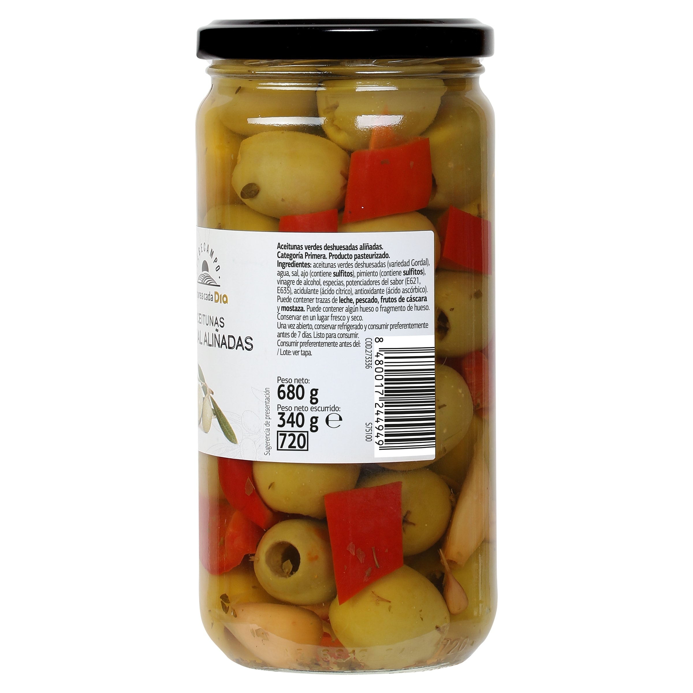 Aceitunas gordal aliñada sin hueso Dia Vegecampo 340 g