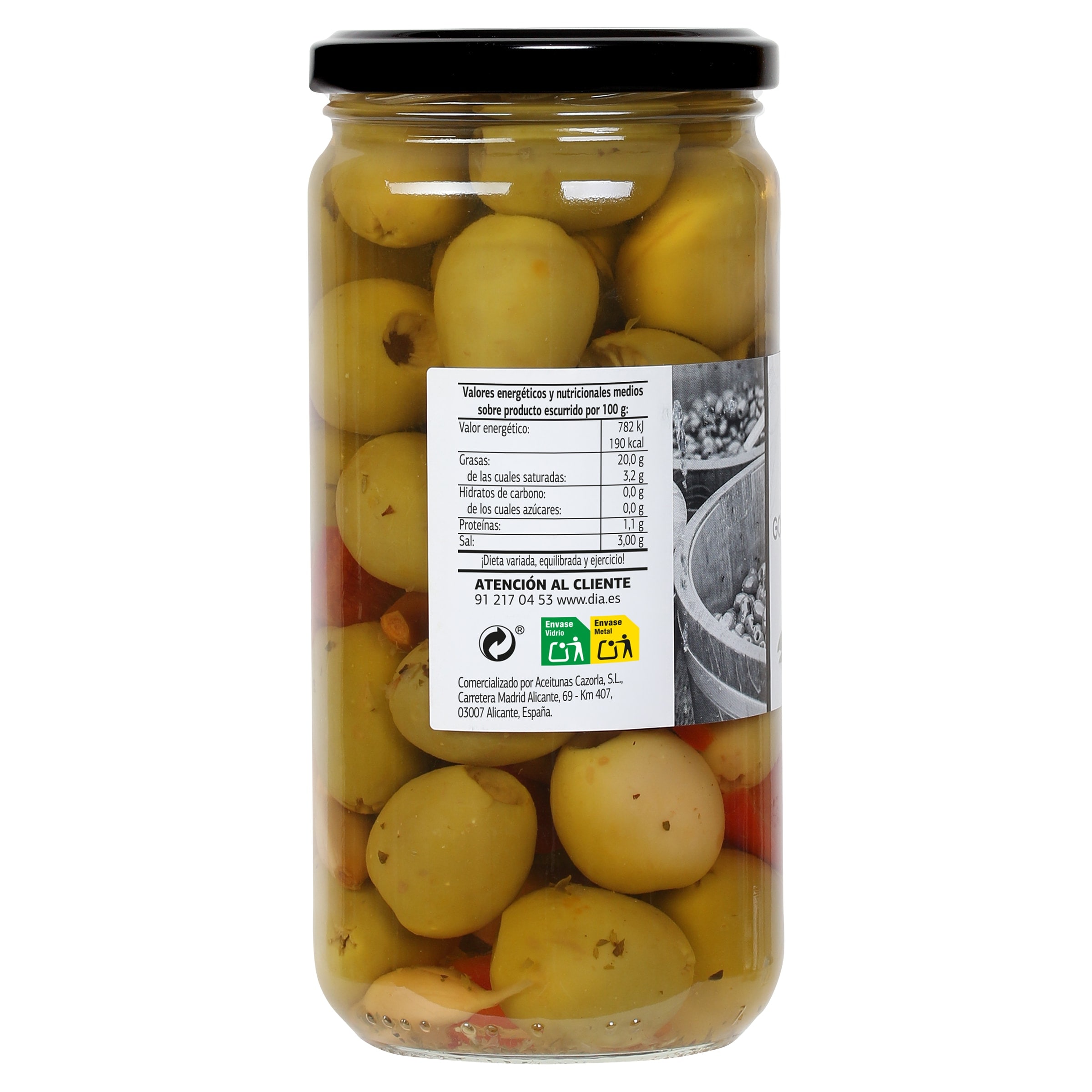 Aceitunas gordal aliñada sin hueso Dia Vegecampo 340 g