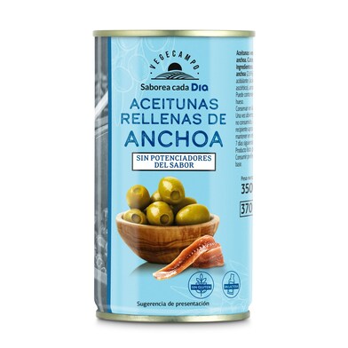 Aceitunas rellenas de anchoa Vegecampo de Dia lata 150 g-0 Aceitunas rellenas de anchoa Vegecampo de Dia lata 150 g-0