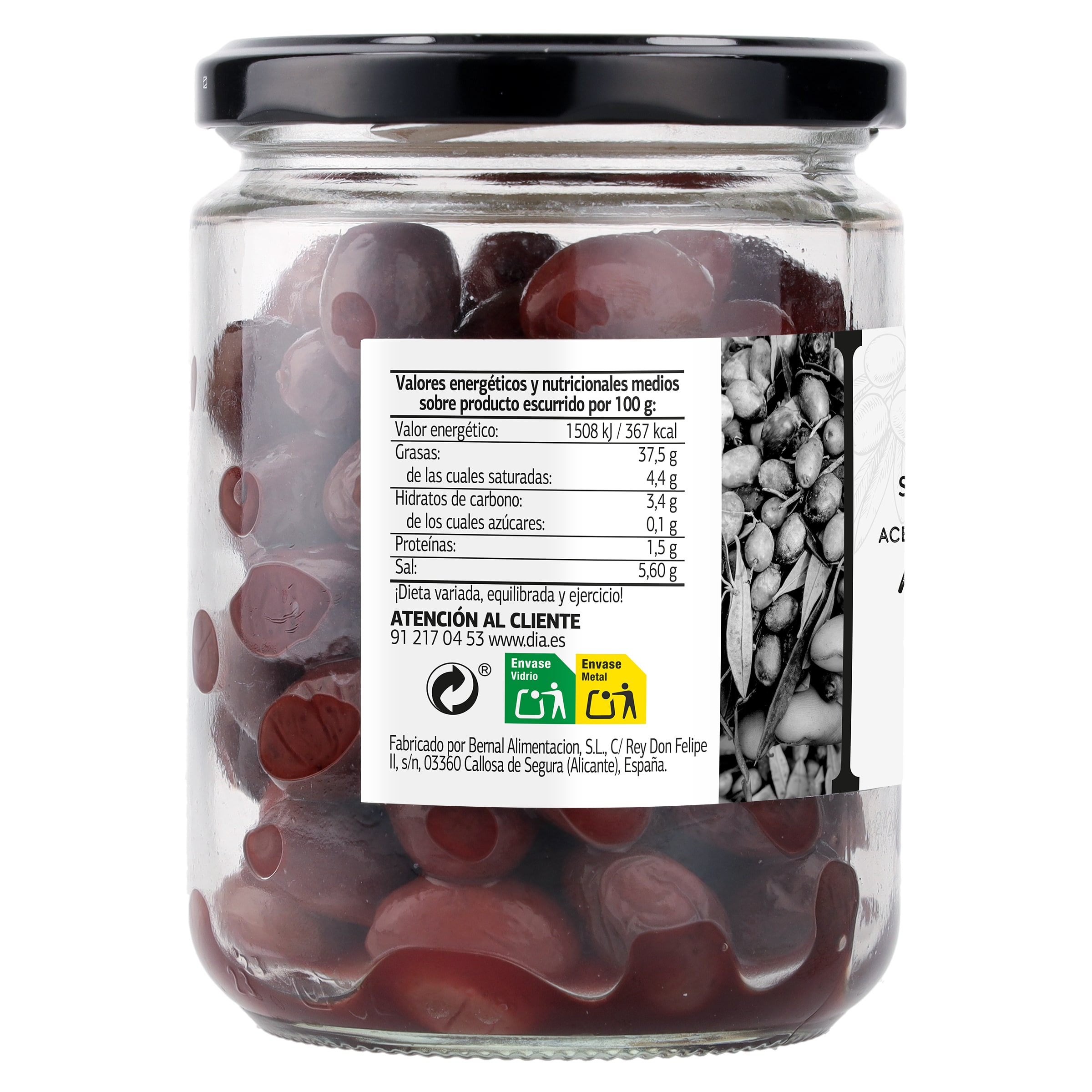 Aceitunas negras de Aragón Dia Vegecampo 250 g
