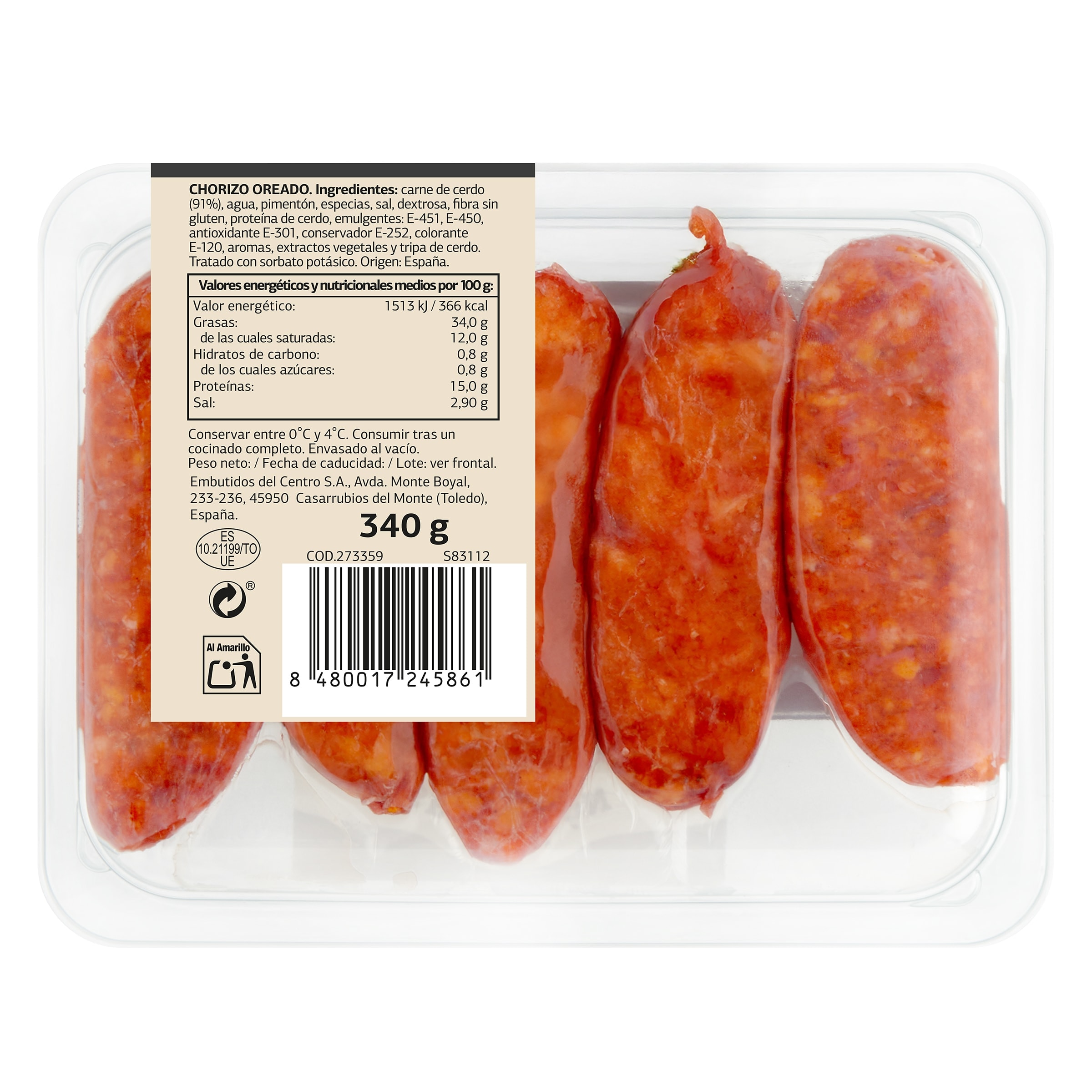 Chorizo oreado Selección de Dia 340 g