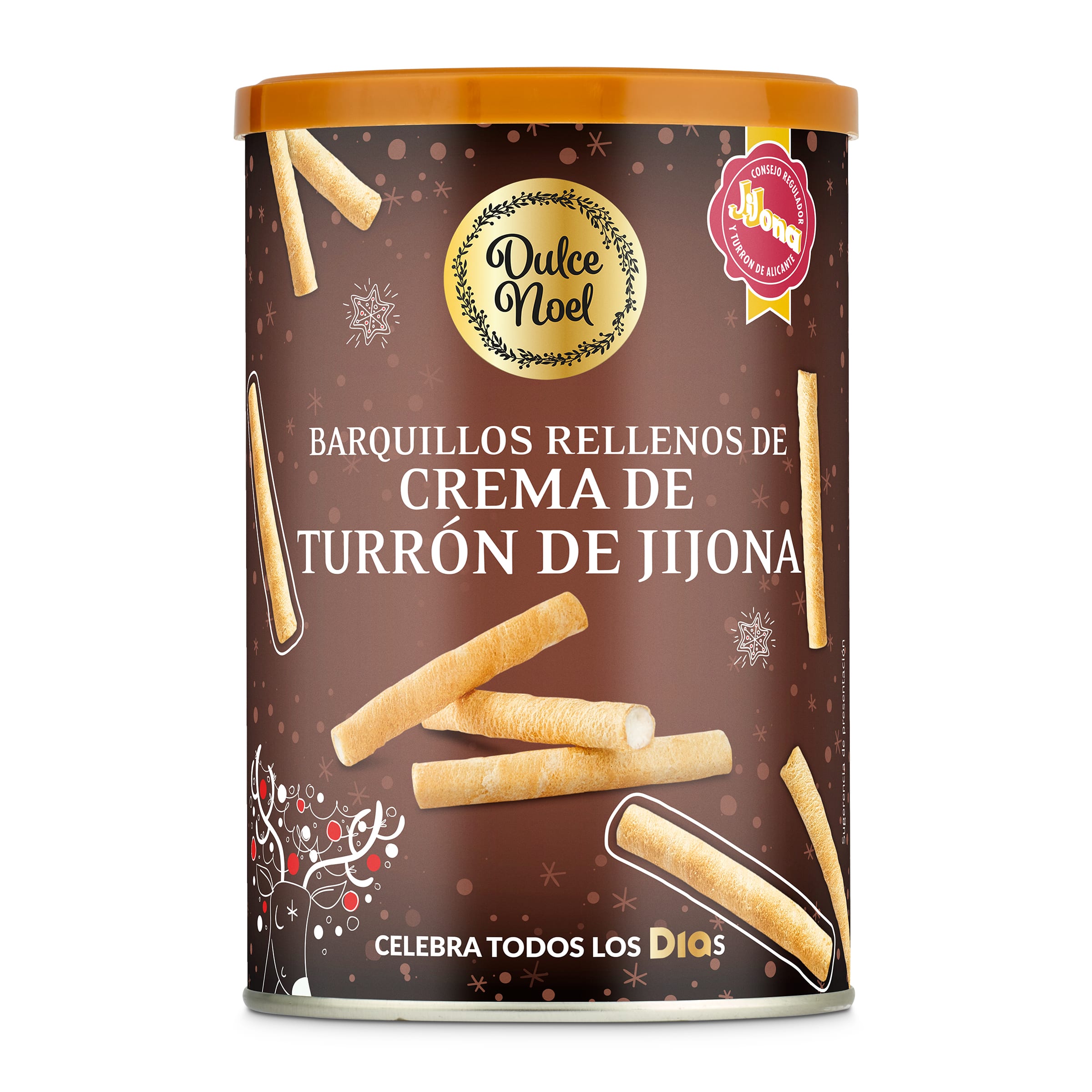 Barquillos rellenos de crema de turrón Dulce Noel Dia lata 200 g