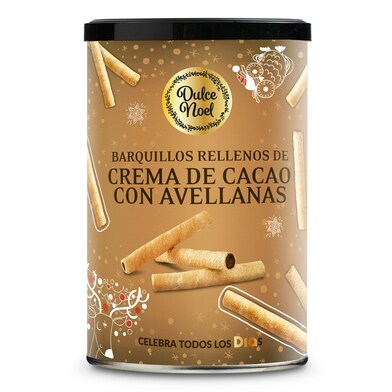 Barquillos rellenos de crema de cacao con avellanas Dulce Noel Dia lata 200 g-0 Barquillos rellenos de crema de cacao con avellanas Dulce Noel Dia lata 200 g-0