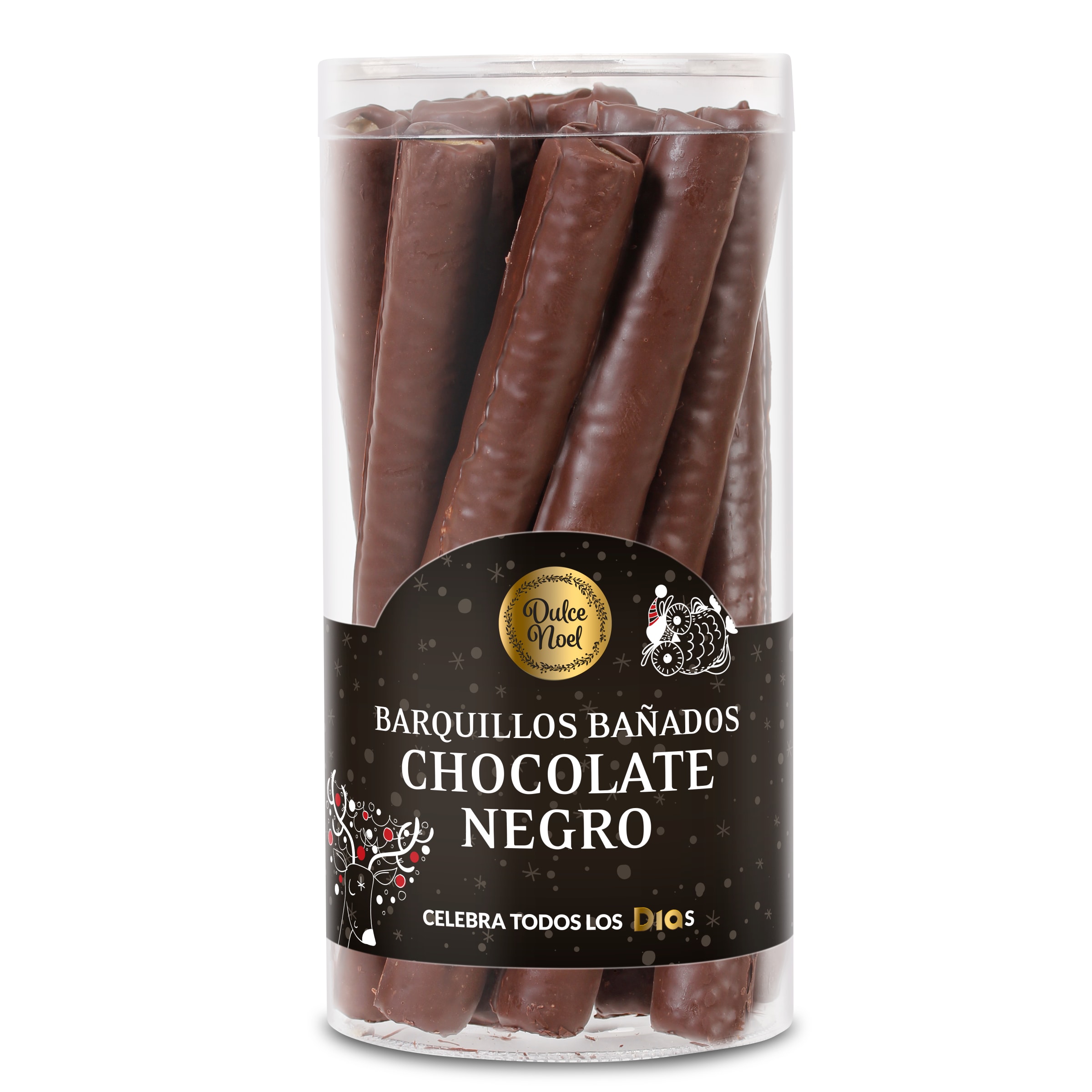 Barquillo cubierto de chocolate negro Dulce Noel Dia caja 280 g
