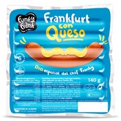 Salchichas cocidas frankfurt con queso FUNKY FRANK pack 4 unidades BOLSA 560 GR