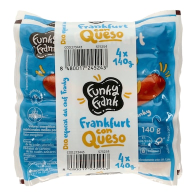 Salchichas cocidas frankfurt con queso Funky Frank de Dia bolsa 4 x 140 g-0