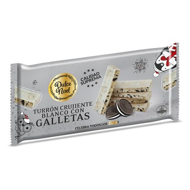 Turrón crujiente de chocolate blanco con galletas Dulce Noel Dia caja 200 g-0 Turrón crujiente de chocolate blanco con galletas Dulce Noel Dia caja 200 g-0