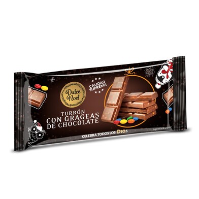 Turrón con grajeas de chocolate Dulce Noel Dia caja 100 g-0 Turrón con grajeas de chocolate Dulce Noel Dia caja 100 g-0
