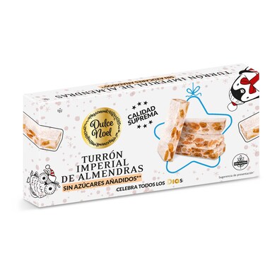 Turrón imperial de almendras sin azúcar Dulce Noel caja 150 g-0 Turrón imperial de almendras sin azúcar Dulce Noel caja 150 g-0