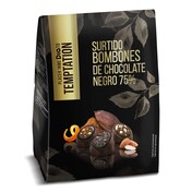 Bombones de chocolate negro 75% surtidos Temptation caja 180 g