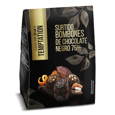 Bombones de chocolate negro 75% surtidos Temptation caja 180 g-0