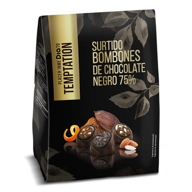 Bombones de chocolate negro 75% surtidos Temptation de Dia caja 180 g-0