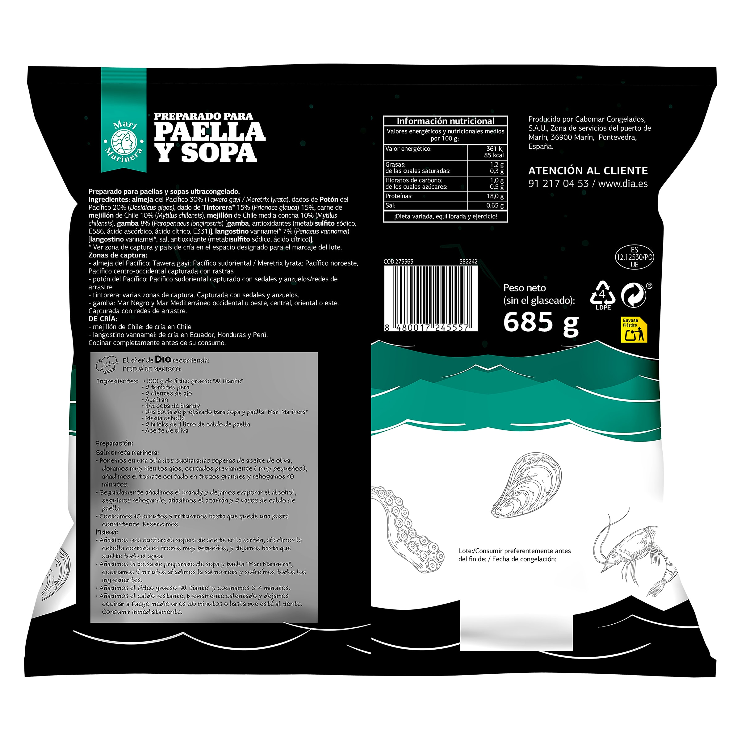 Preparado para paellas y sopas Dia Mari Marinera 685 g