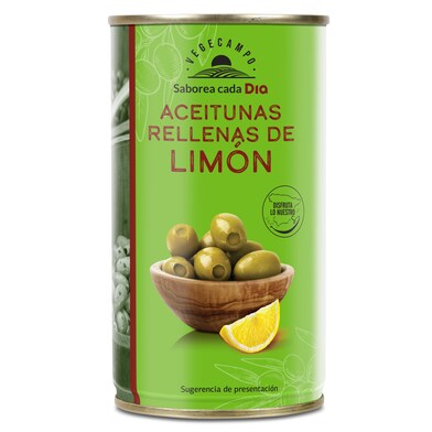 Aceitunas rellenas de limón Vegecampo de Dia lata 150 g-0 Aceitunas rellenas de limón Vegecampo de Dia lata 150 g-0