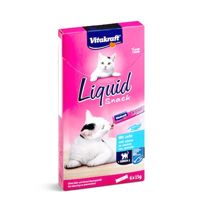 Snack líquido para gatos con salmón Vitakraft caja 90 g-0