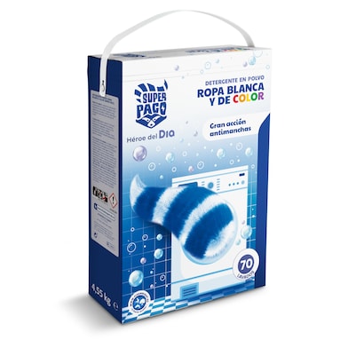 Detergente máquina polvo blanca y color Super Paco de Dia caja 70 lavados-0