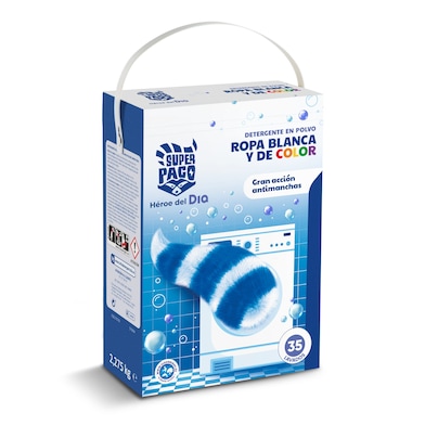 Detergente máquina polvo blanca y color Super Paco caja 35 lavados-0