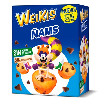 Muffins con pepitas de chocolate ñams Weikis caja 180 g-0 Muffins con pepitas de chocolate ñams Weikis caja 180 g-0