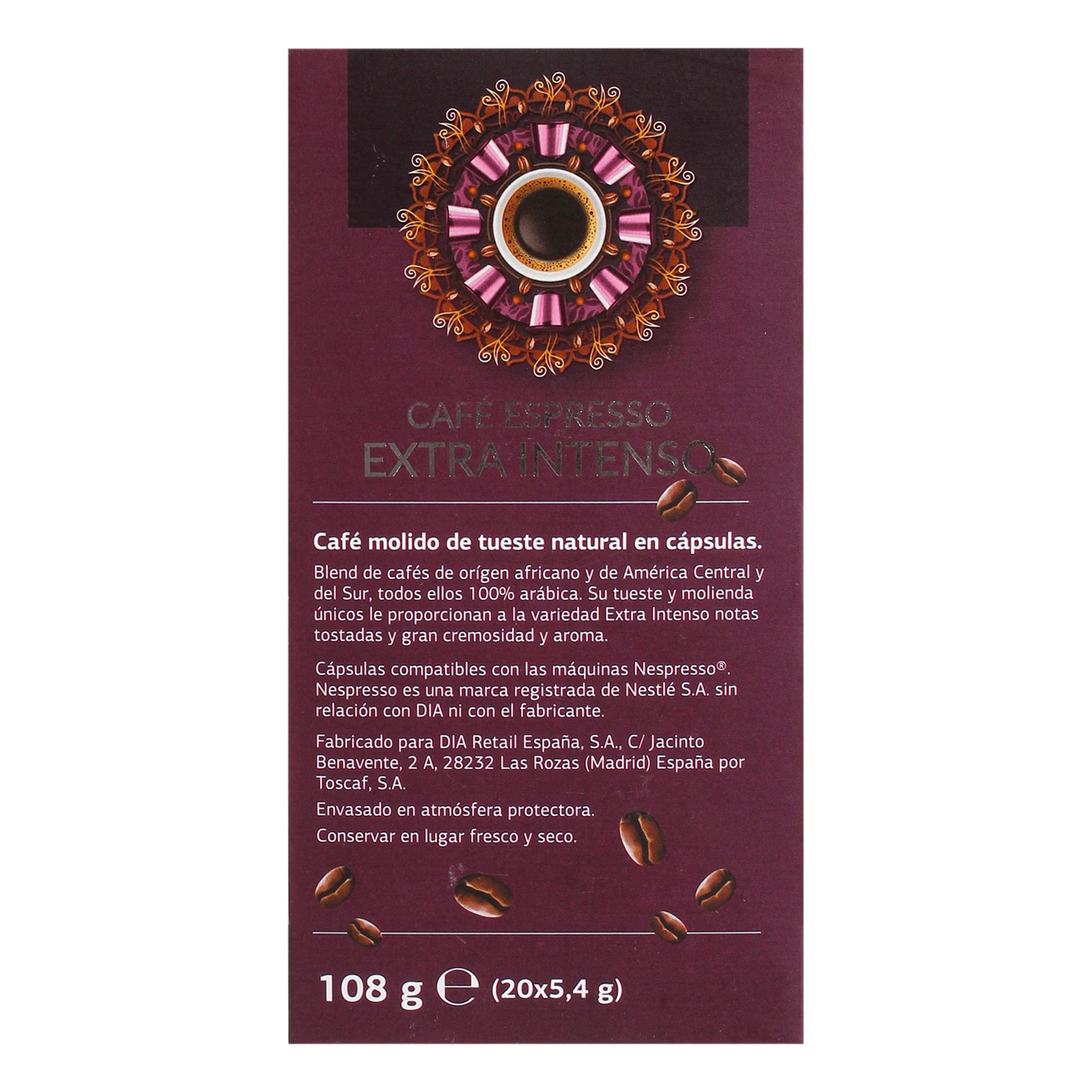 Cápsulas de café extra intenso Dia Arom'arte 20 unidades