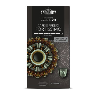 Café en cápsulas espresso fortissimo Arom'arte de Dia caja 20 unidades-1 Café en cápsulas espresso fortissimo Arom'arte de Dia caja 20 unidades-1