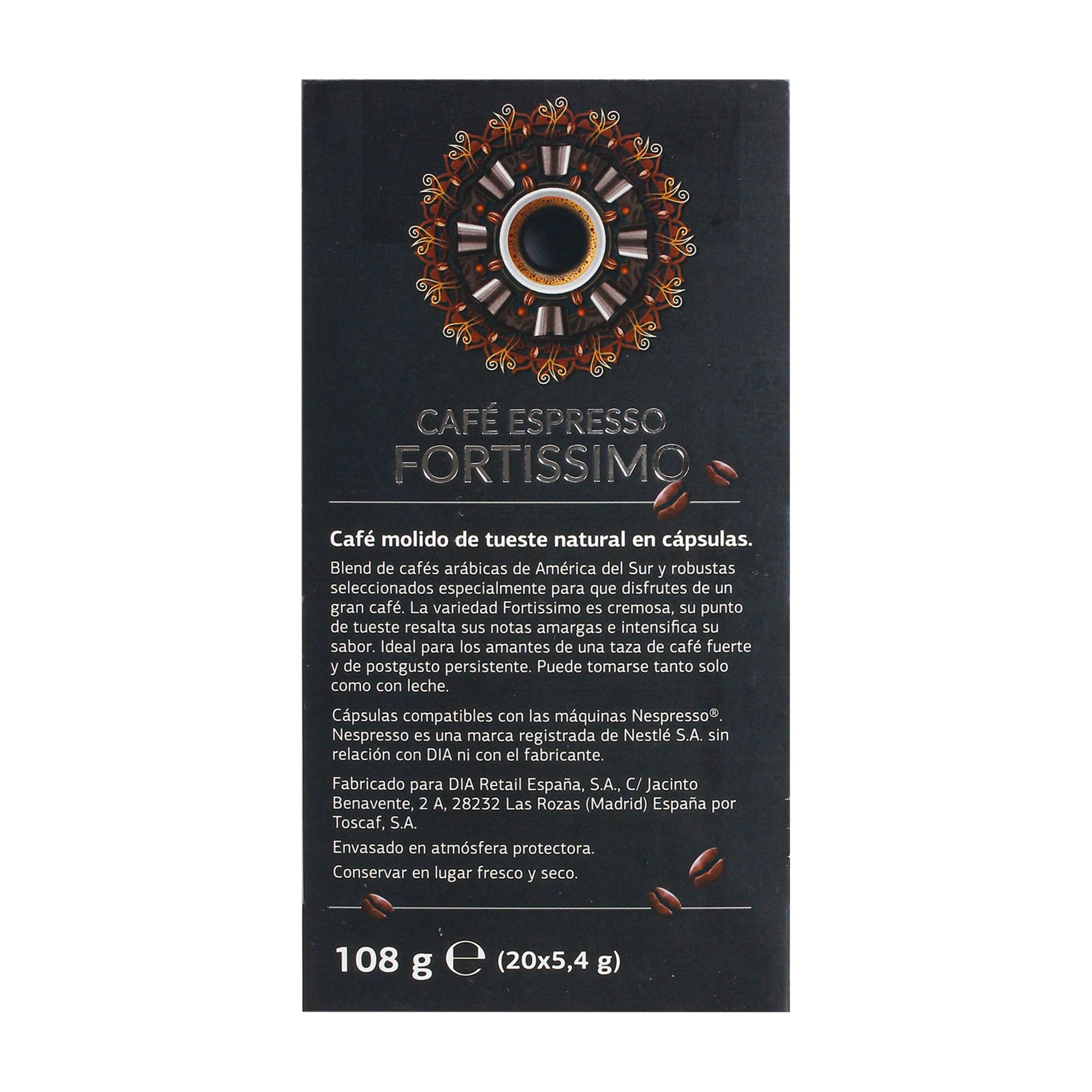 Cápsulas de café fortissimo Dia Arom'arte 20 unidades