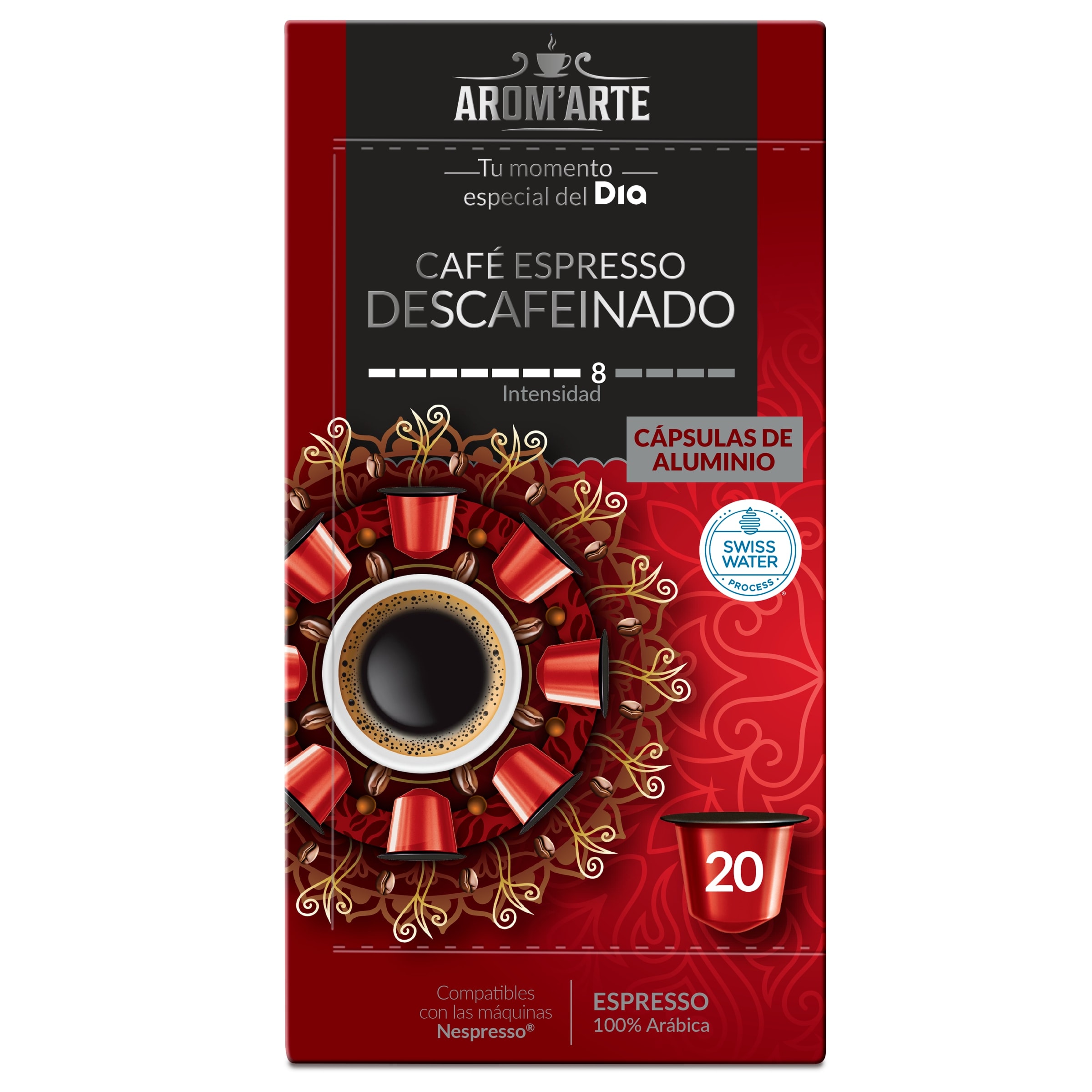 Cápsulas de café descafeinado Dia Arom'arte 20 unidades