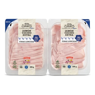 Jamón cocido extra NUESTRA ALACENA pack 2 unidades SOBRE 450 GR-1 Jamón cocido extra NUESTRA ALACENA pack 2 unidades SOBRE 450 GR-1