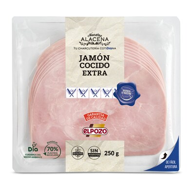 Jamón cocido extra sabor ahumado Nuestra Alacena de Dia sobre 250 g-0