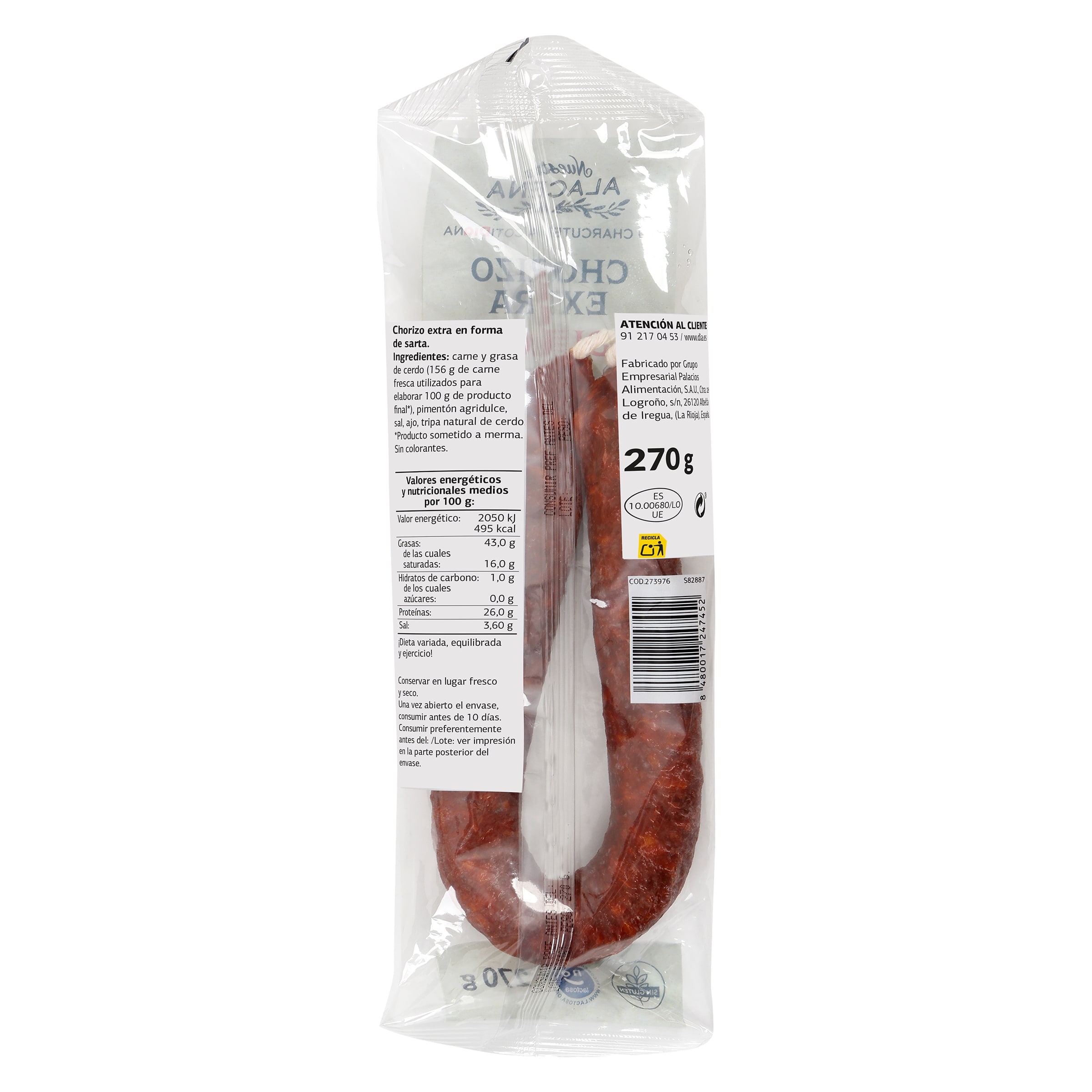Chorizo extra dulce Dia Nuestra Alacena 270 g