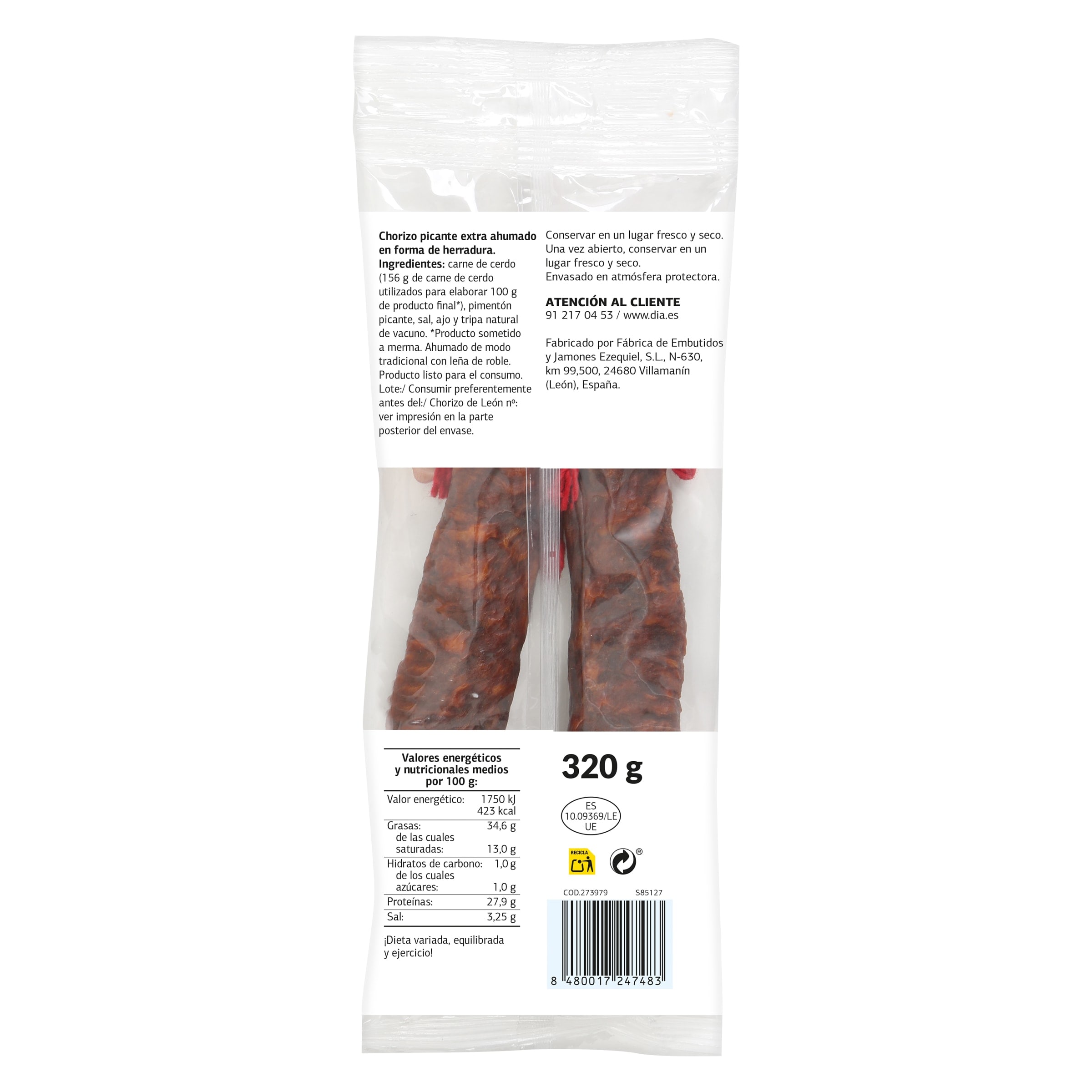 Chorizo de León picante Dia Nuestra Alacena 320 g