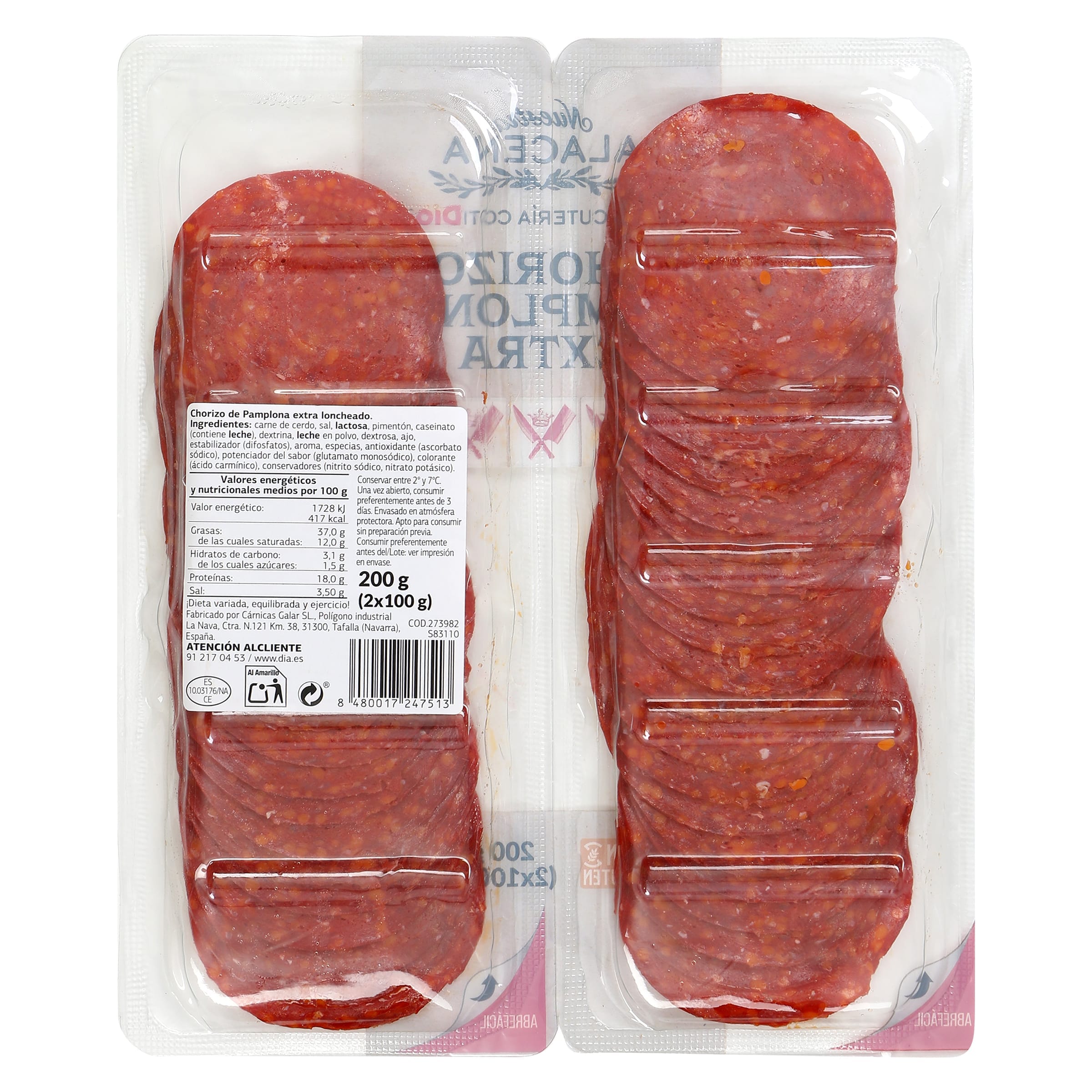 Chorizo de pamplona extra Dia Nuestra Alacena 2 x 100 g