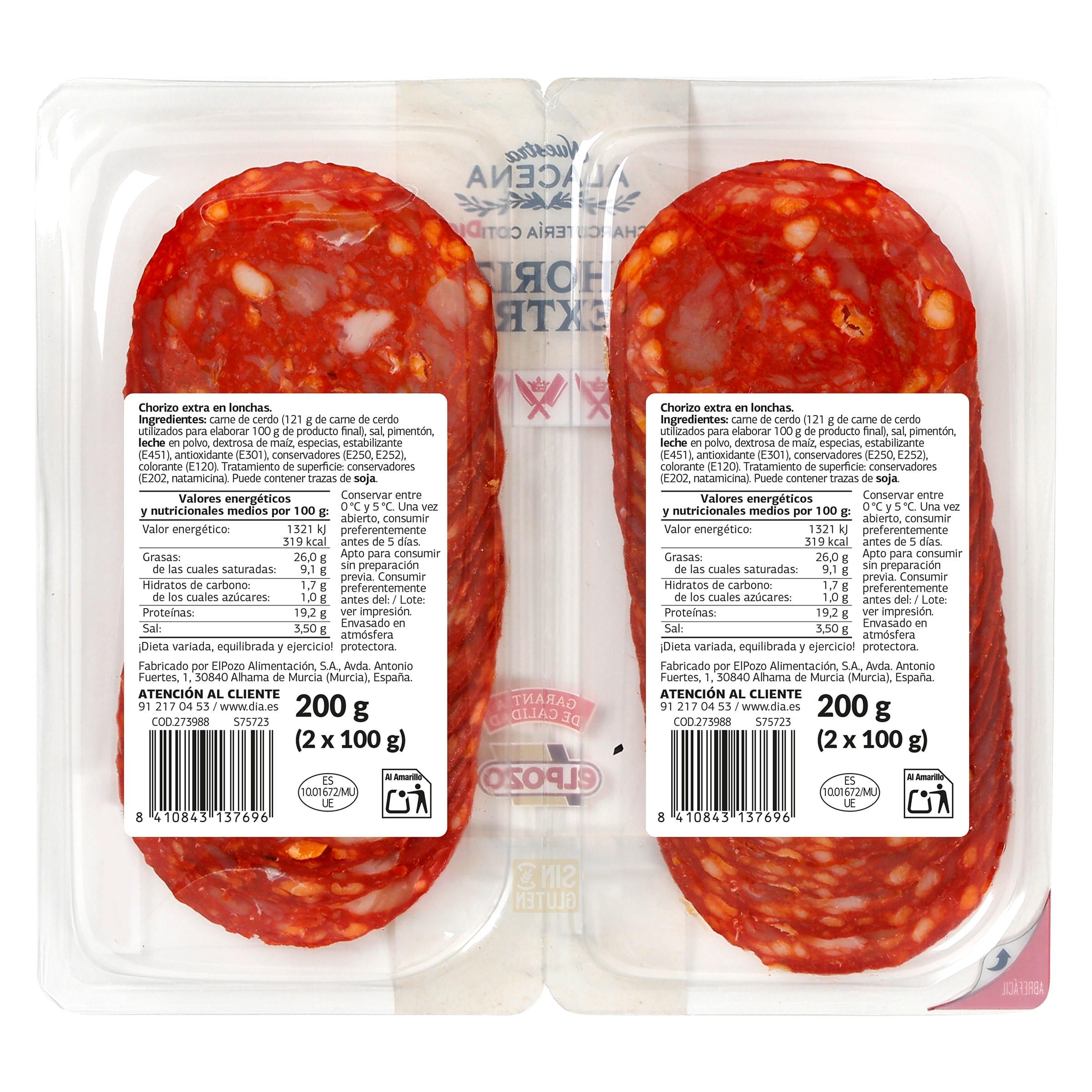Chorizo extra Dia Nuestra Alacena 2 x 100 g