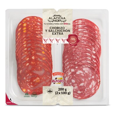 Chorizo y salchichón extra Nuestra Alacena de Dia bandeja 2 x 100 g-0