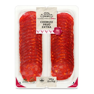 Chorizo de pavo extra Nuestra Alacena de Dia bandeja 2 x 75 g-0