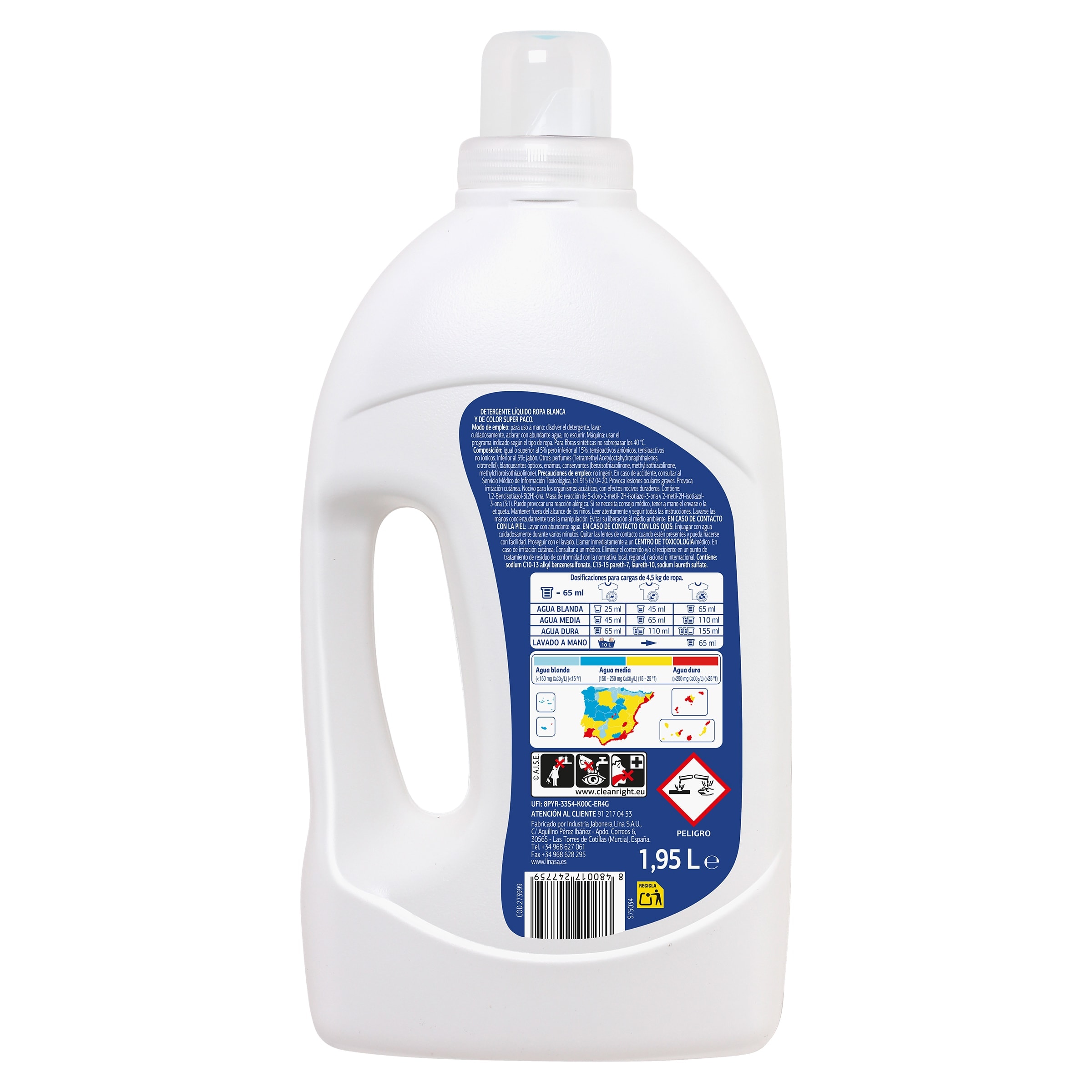 Detergente líquido ropa blanca y color Dia Super Paco 30 lavados