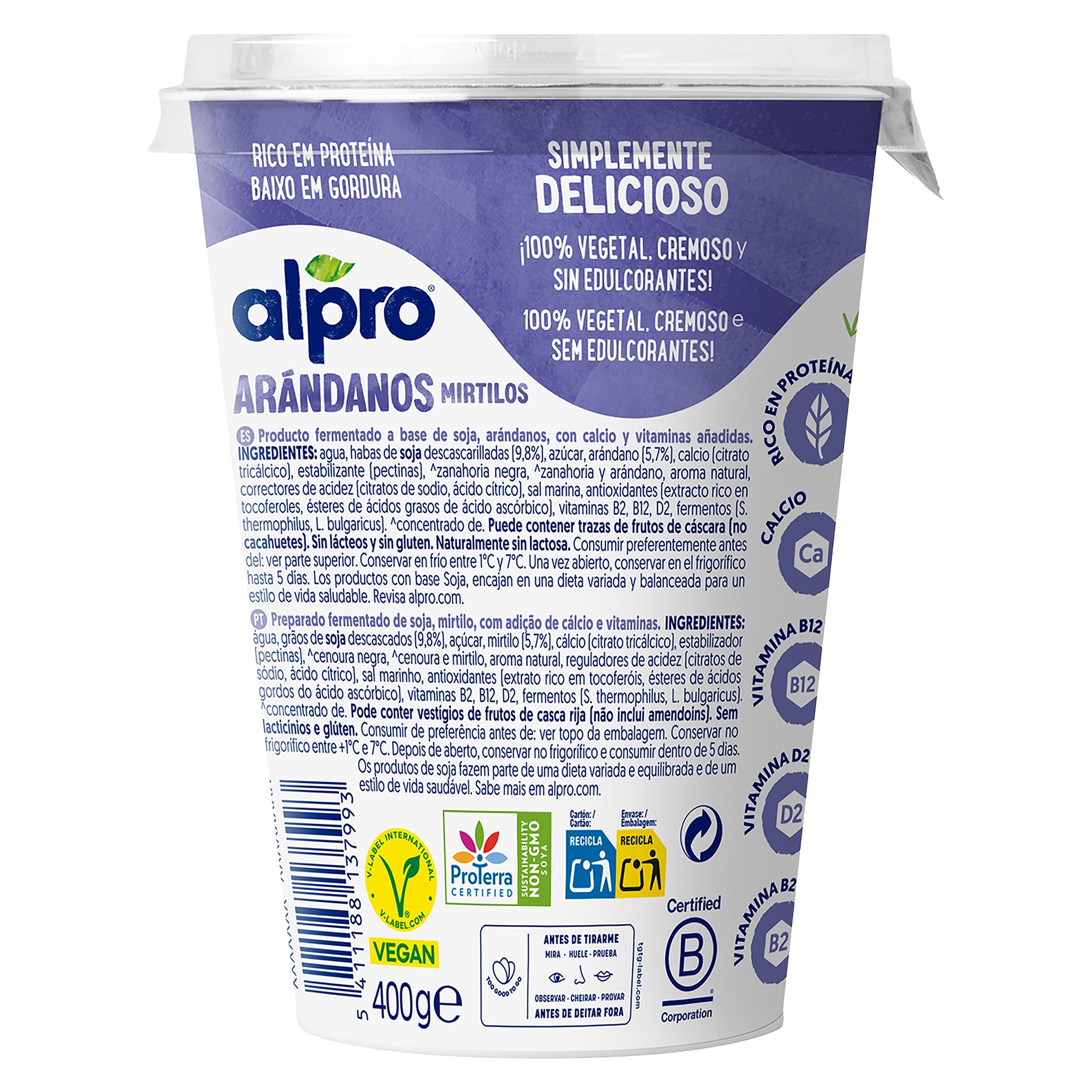 Postre de soja con arándanos Alpro 400 g