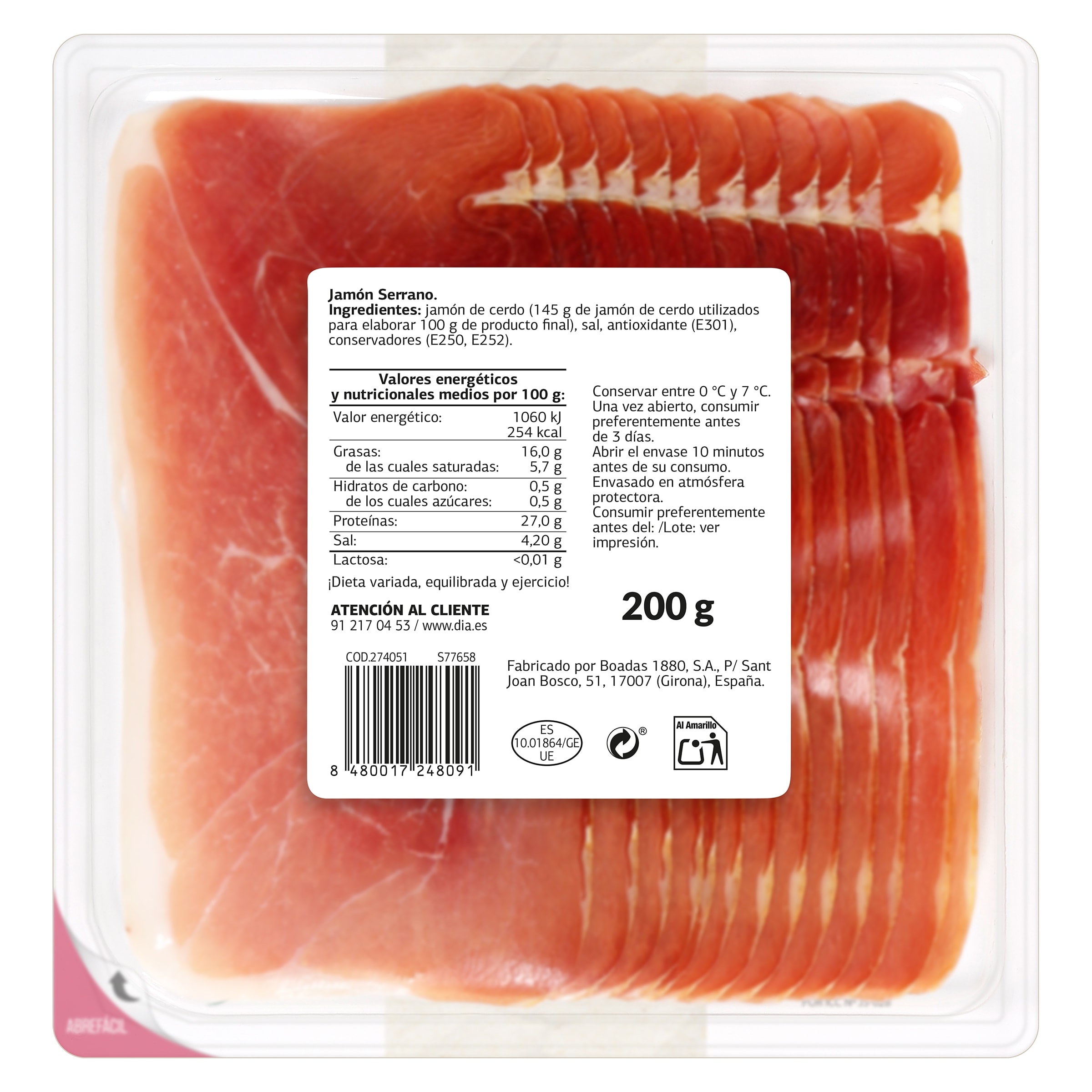 Jamón Serrano Dia Nuestra Alacena 200 g