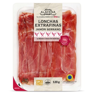 LONCHAS EXTRAFINAS Jamón Serrano Nuestra Alacena de Dia bandeja 120 g-0